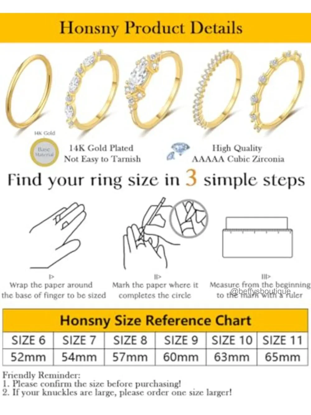 18K Gold Plated Stackable Rings Set for Women CZ Wedding Band Promise Ring Size